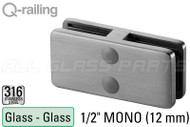 180-degree Flat Connector (Flat Back Style) (1/2" Glass Thickness) (Outdoor Stainless Steel)