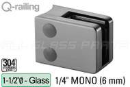 Glass Clamp for Round Profile Railing (1-1/2" Dia.) (Radius Back Style) (1/4" Glass Thickness)