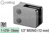 Glass Clamp for Round Profile Railing (1-1/2" Dia.) (Radius Back Style) (1/2" Glass Thickness)