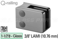 Glass Clamp for Round Profile Railing (1-1/2" Dia.) (Radius Back Style) (3/8" Glass Thickness) (10.76mm Laminated)