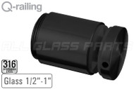 Easy Glass Adapter Matte Black (Fascia Mount) (Stand-Off) (Single Round 2" X 1-3/16") (Adjustable) (Glass 1/2" - 1")