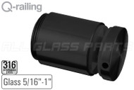 Easy Glass Adapter Matte Black (Fascia Mount) (Stand-Off) (Single Round 2" X 1-31/32") (Adjustable) (Glass 5/16" - 1")