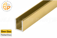 High-profile U-channel for 3/8" (10mm) Glass (Polished Brass)