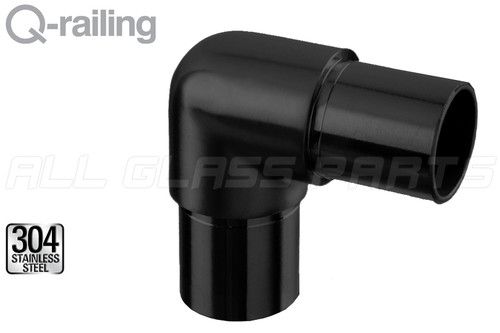 Round Profile Handrail 90-deg Round Corner Connection Black