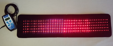 Red and Infrared LED light therapy pad for pain relief, showing flexible design and controller