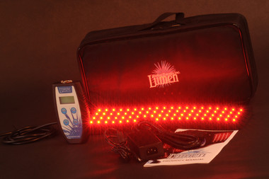 Red and Infrared LED light therapy pad for pain relief, showing flexible design and controller