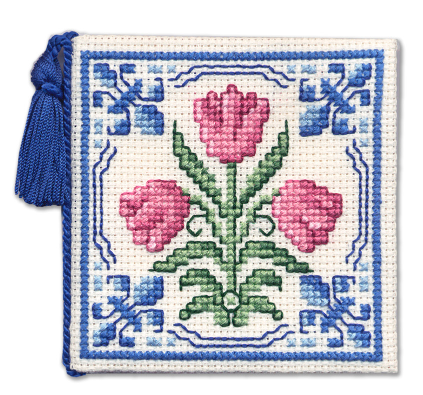 Delft Tulips Needle Case Cross Stitch Kit by Textile Heritage