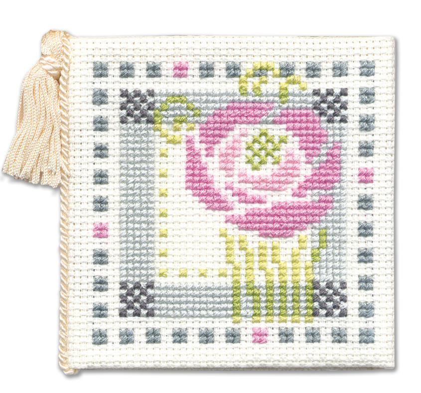 DAMASK ROSE COASTER CROSS STITCH KIT BY TEXTILE HERITAGE