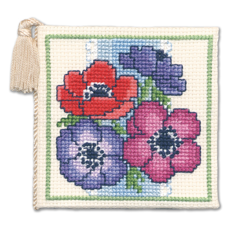 Anemones Needle Case Cross Stitch Kit by Textile Heritage