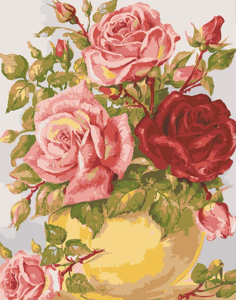 Roses in a Blue Vase Grafitec Printed Tapestry//Needlepoint Canvas