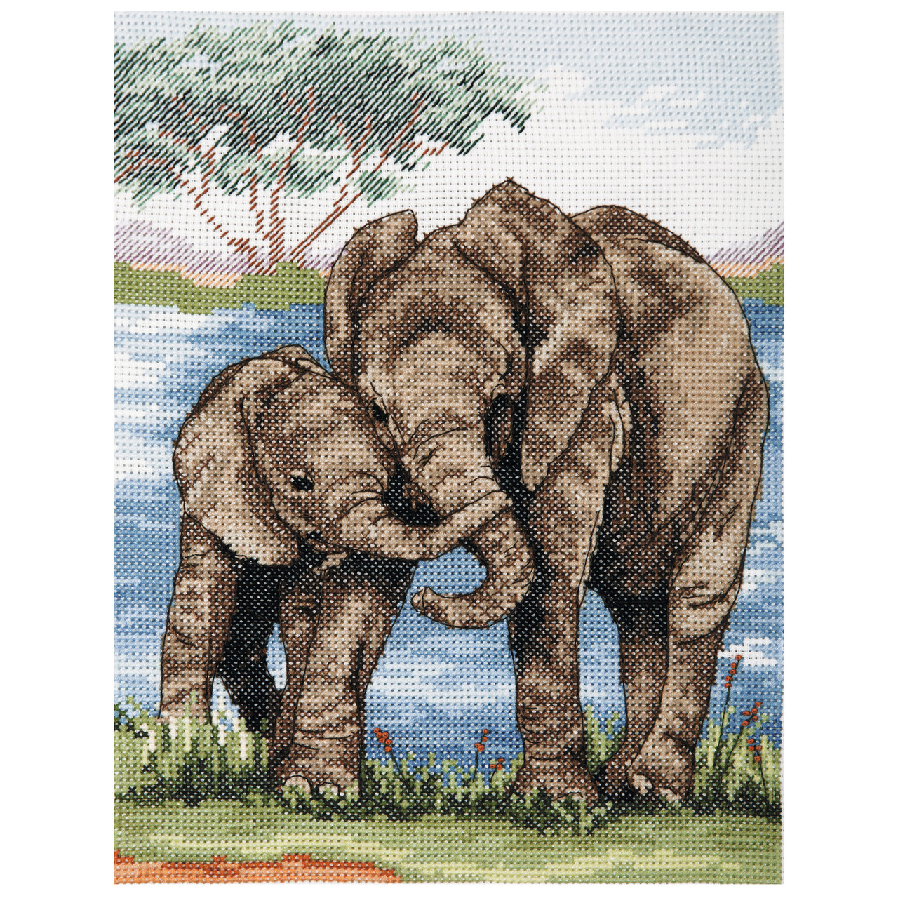 PCE963 Essentials Range Elephant with Baby Anchor Counted Cross Stitch Kit