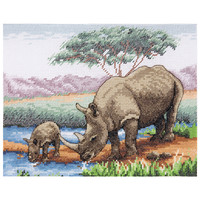 PCE963 Essentials Range Elephant with Baby Anchor Counted Cross Stitch Kit