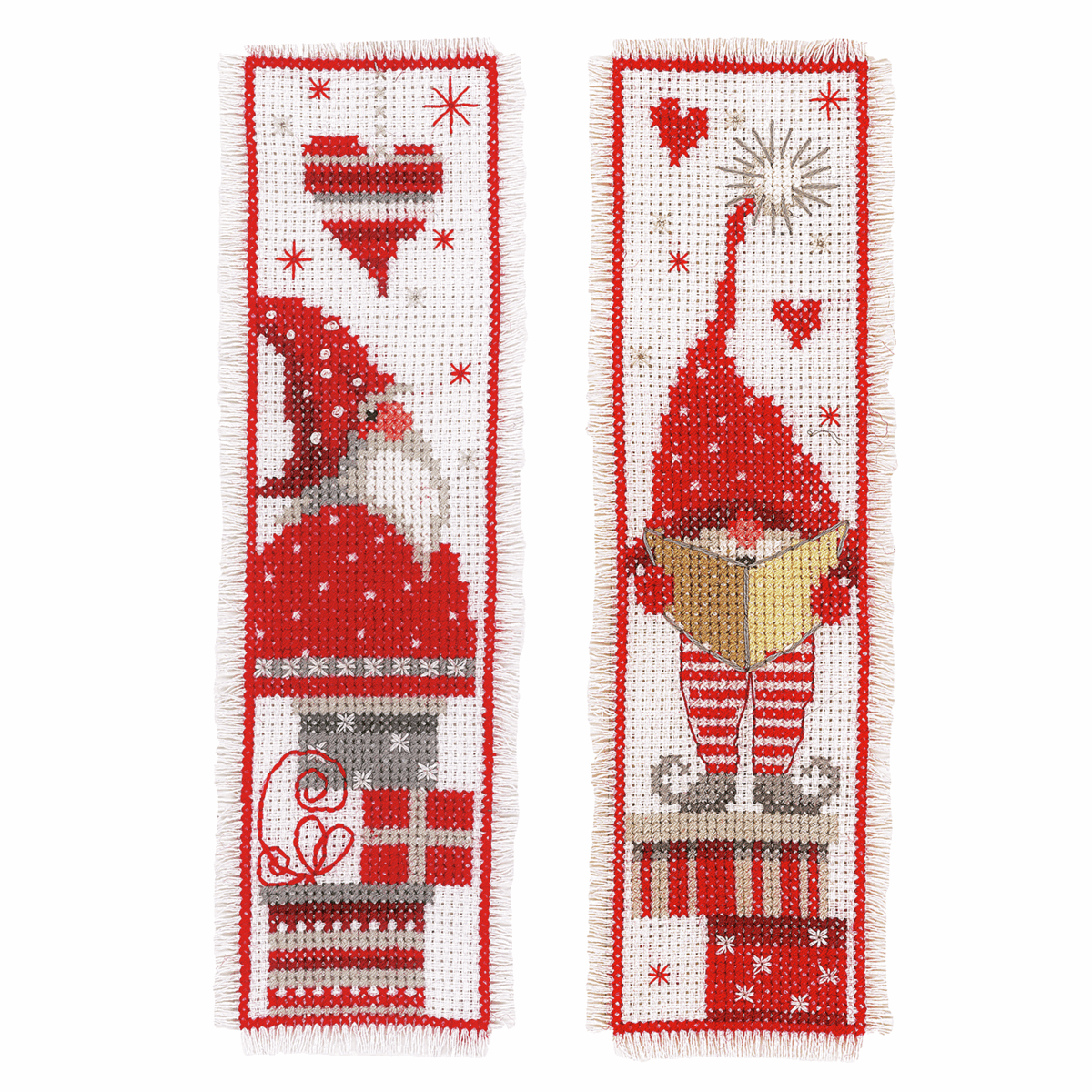 Counted Cross Stitch Kit Bookmark Christmas Gnomes Set of 2 By