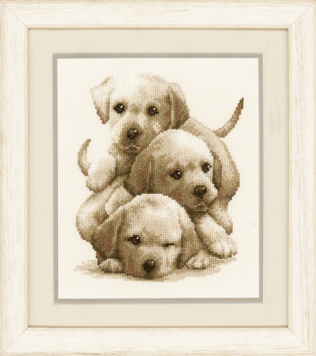 Counted Cross Stitch Kit Labrador Puppies By Vervaco