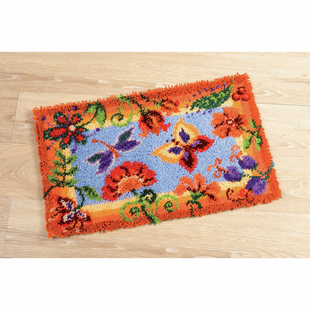 Latch Hook Kit Rug Flowers and Butterflies by Vervaco
