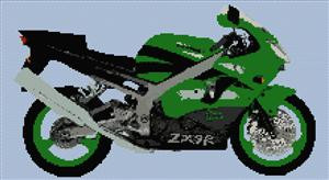 Kawasaki Ninja motorbike Red or green counted cross stitch kit or chart 14s aida