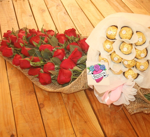 Dozen Roses Bouquet Ferrero Bouquet Flower Delivery Manila