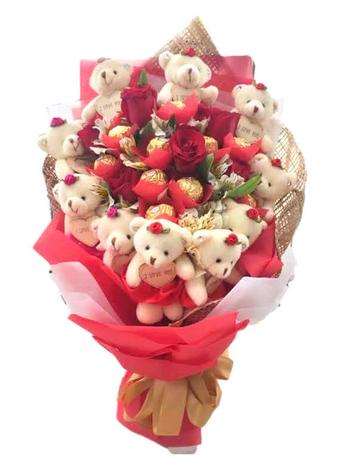 12 Roses, 12 Teddy Bears \u0026 8 Ferrero 