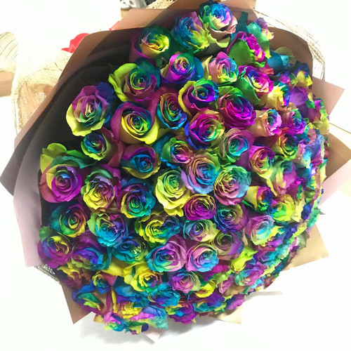 100 Rainbow Ecuadorian Roses Giant Bouquet Flower Delivery Manila