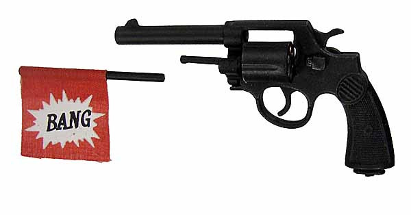 1989 Batman: The Joker (Jack Nicholson) - Revolver w/ Bang Flag - Toy