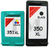 HP 350 XL & HP 351 XL Remanufactured Ink Cartridges Multipack- High Capacity Black & Tri-Colour Ink Cartridges - Compatible For  (CB336EE, CB338EE, HP 350XL, HP 351XL)