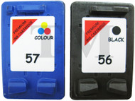 HP 56 Black & HP 57 Remanufactured Ink Cartridges Multipack- High Capacity Black & Tri-Colour Ink Cartridges - Compatible For  (HP 56, HP56, HP57, HP 57, C6656A, C6657A, SA342AE)