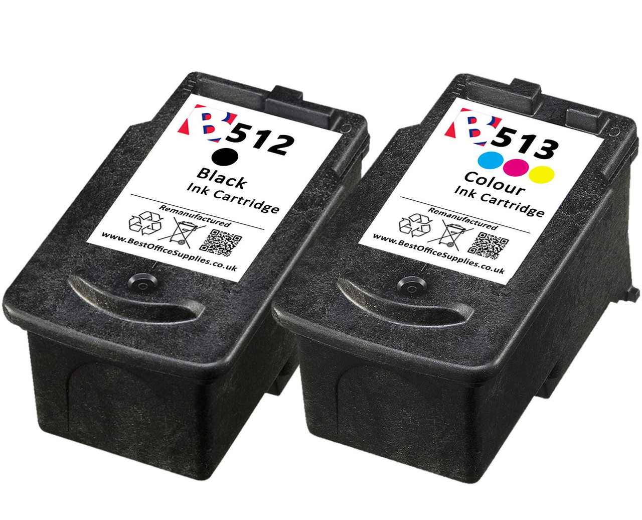 Canon PG-512 Black \u0026 CL-513 Colour Set Remanufactured Ink Cartridges
