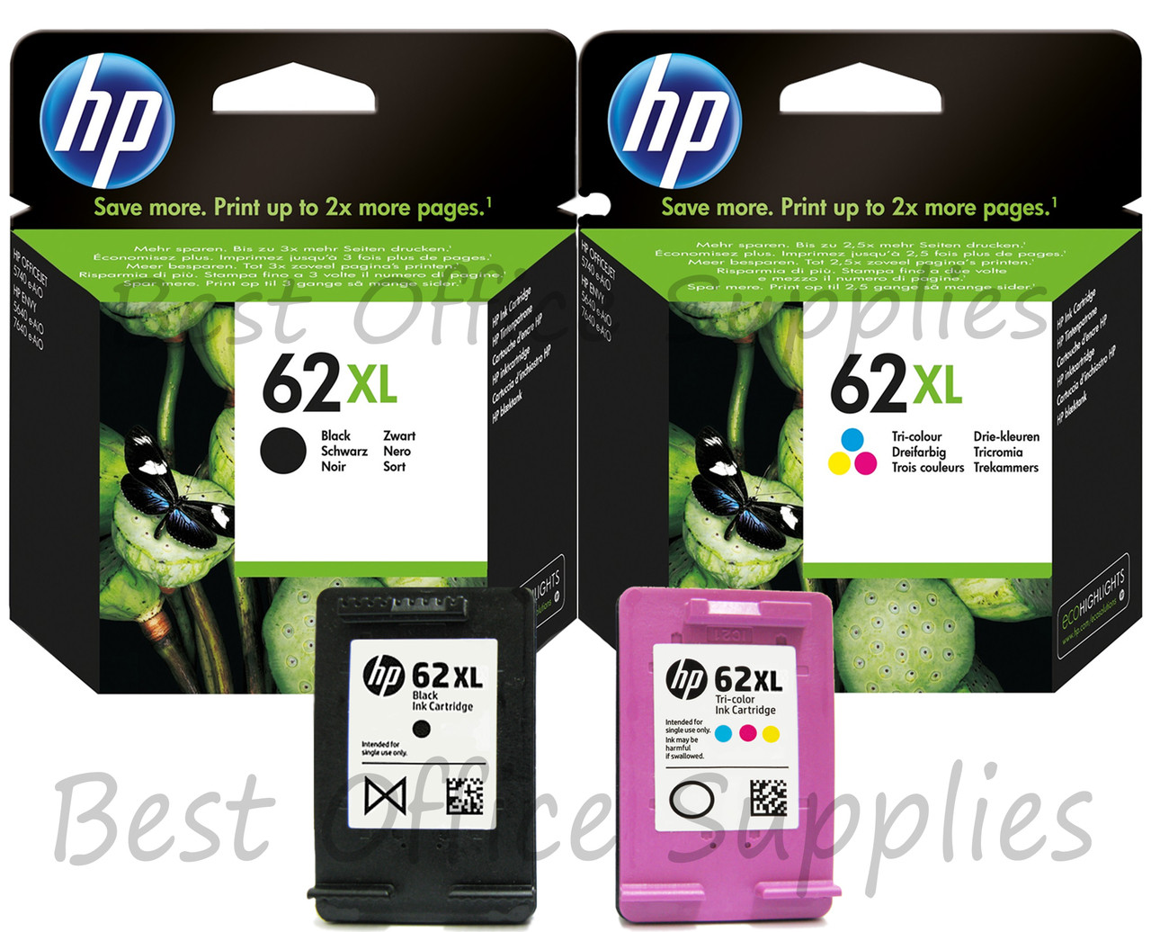 HP Original 62 XL Multipack Ink Cartridges (C2P05AE/C2P07AE) - Best Office  Supplies Ltd