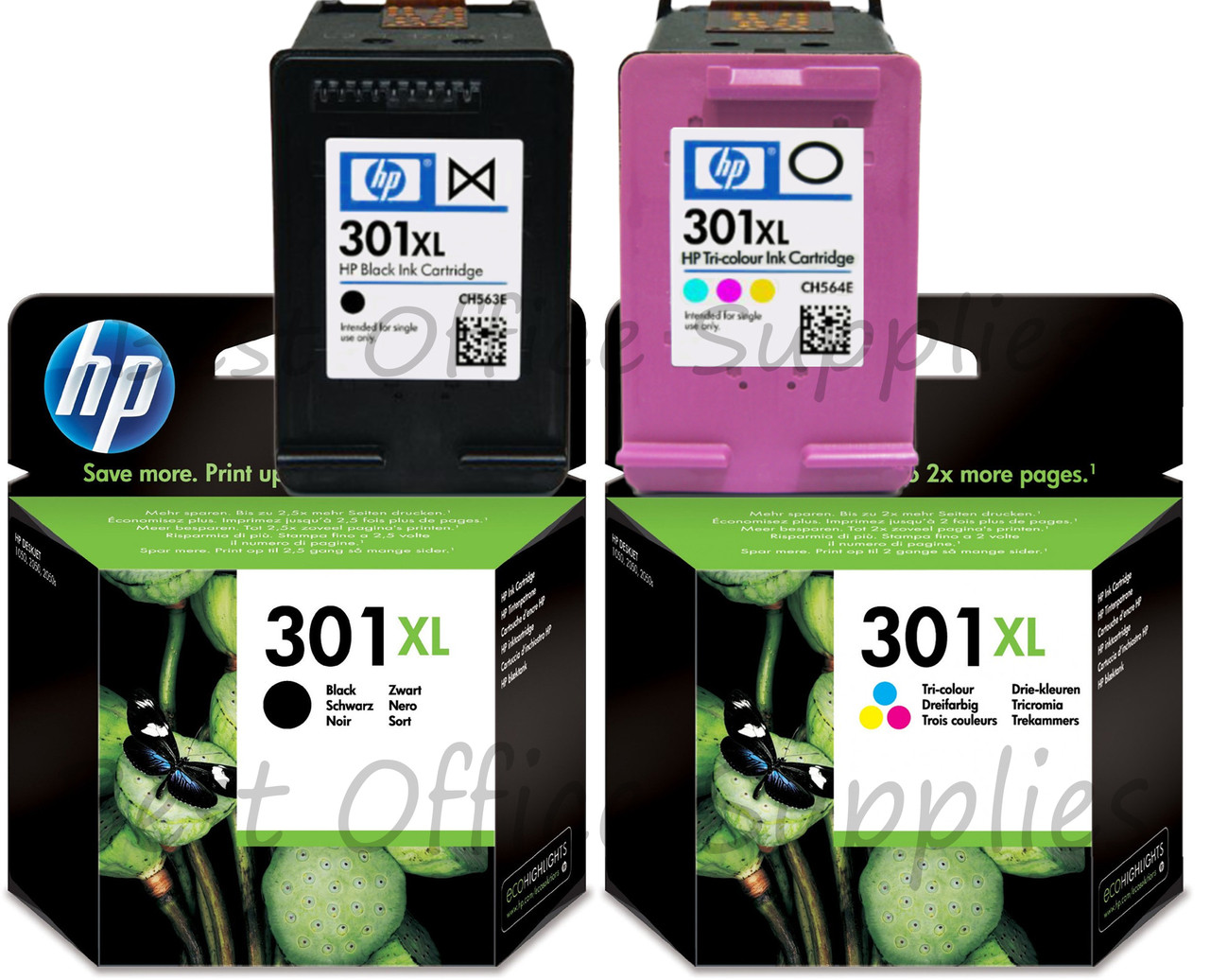 HP Original 301 XL Black & Colour Set Ink Cartridge (CH563EE/CH564EE) -  Best Office Supplies Ltd