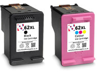 HP 62 XL Remanufactured Ink Cartridges Multipack- High Capacity Black & Tri-Colour Ink Cartridges - Compatible For  (C2P05AE, C2P07AE, HP 62XL, 62XL)