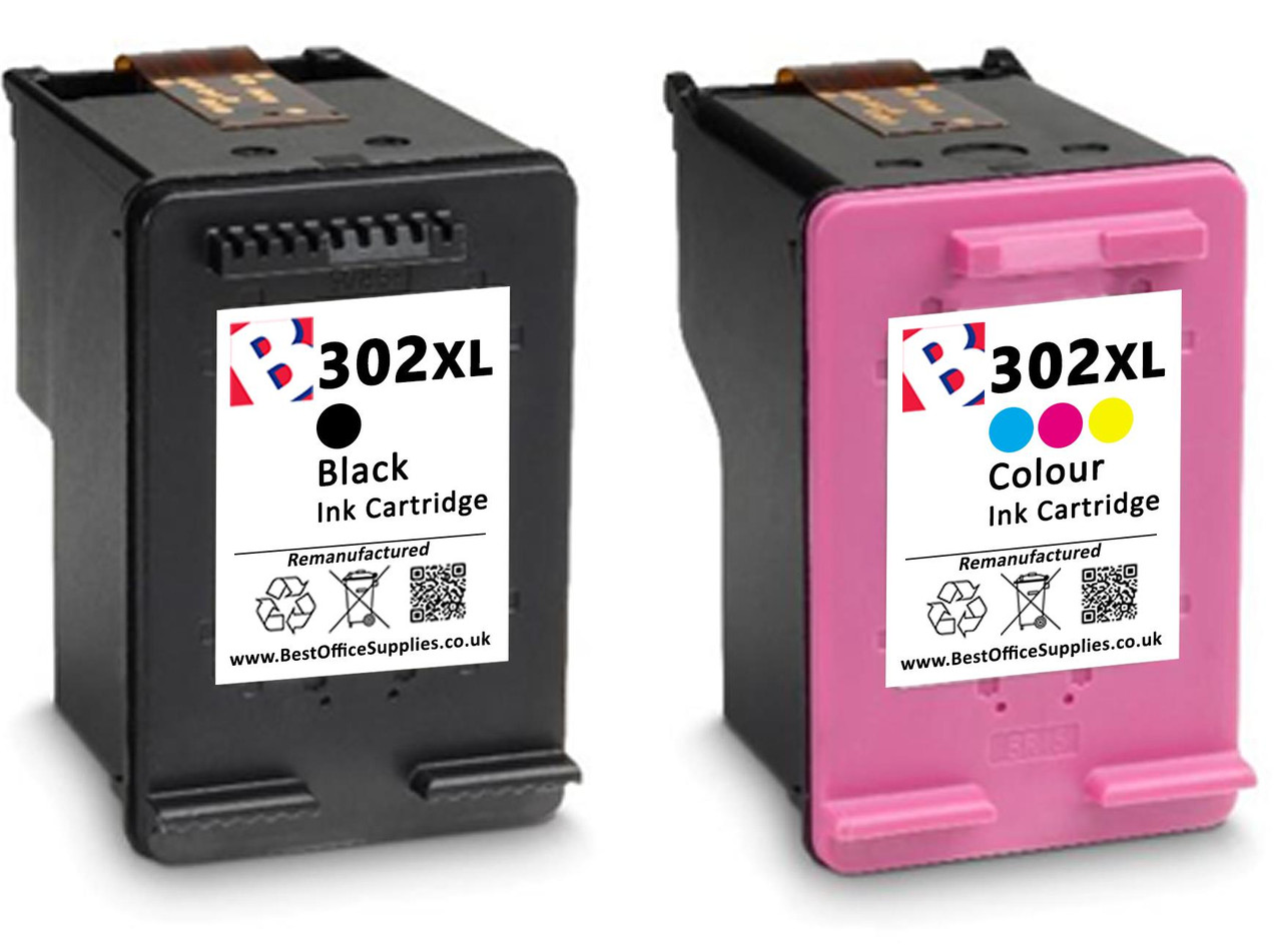 Hp 302XL - Pack x 2 jet d'encre 'Ink Level' équivalent à F6U68AE, F6U67AE -  Black + Tricolor