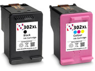HP 302 XL Remanufactured Ink Cartridges Multipack- High Capacity Black & Tri-Colour Ink Cartridges - Compatible For  (F6U68AE, F6U67AE, HP 302XL, 302XL)