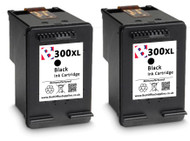 HP 300 XL Remanufactured Ink Cartridges Twin Pack - High Capacity Black Twin Pack Ink Cartridges - Compatible For  (CC641EE, HPCC641EE, 300XL, 300)