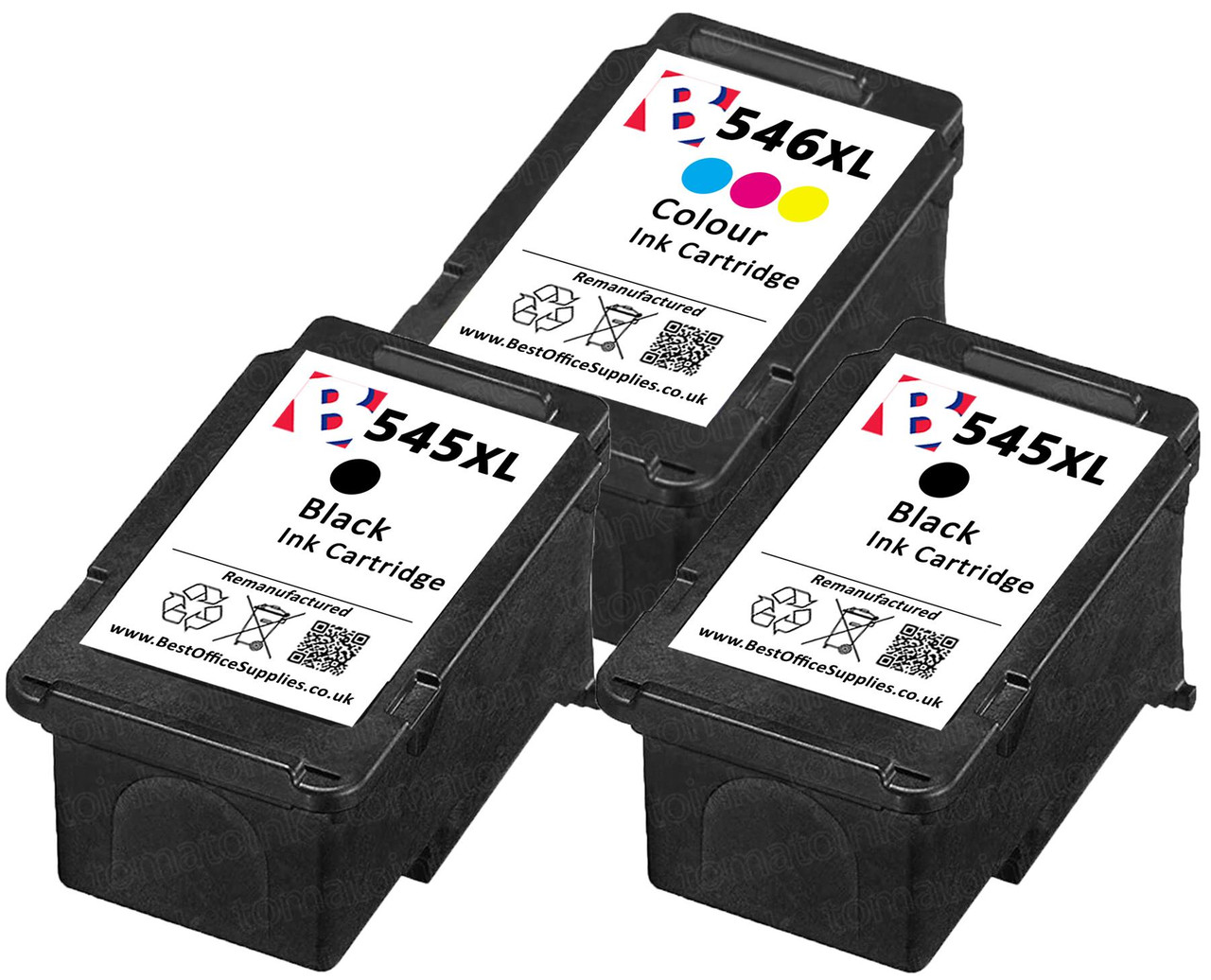 Canon PG-545 XL / CL-546 XL Remanufactured Ink Cartridges 3-Pack- High  Capacity Black & Tri-Colour 3-Pack Ink Cartridges - Compatible For (PG-545XL,  PG545XL, 8286B001, Canon 545XL, CL-546XL, CL546XL, 8288B004) - Best Office