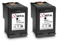 HP 301 XL Remanufactured Ink Cartridges Twin Pack - High Capacity Black Twin Pack Ink Cartridges - Compatible For  (CH563EE, HP 301XL, CH563E)