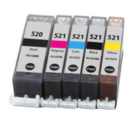 Canon PGI-520 / CLI-521 Compatible Ink Cartridges Multipack - High Capacity 5 Colour - Black / Black / Cyan / Magenta / Yellow