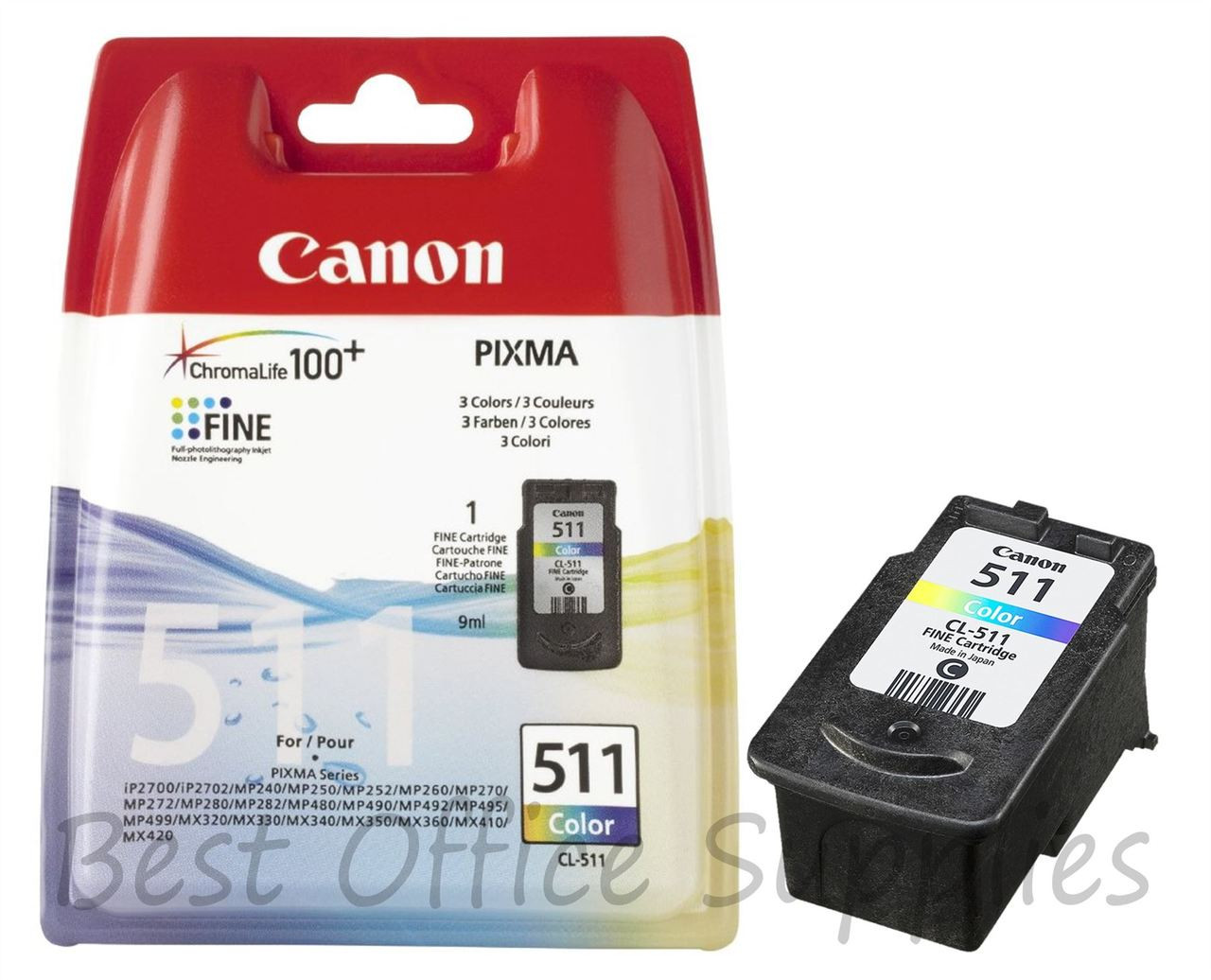 Canon CL-511 Original Tri–Colour Ink Cartridge (2972B001AA, CL-511, CL511)  - Best Office Supplies Ltd