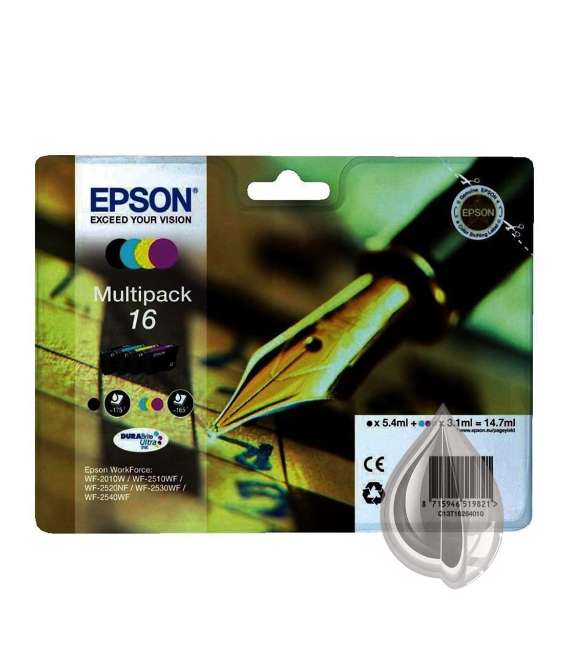 Epson 16 Original Ink Cartridges Multipack - High Capacity 4 Colour - Black  / Black / Cyan / Magenta / Yellow (C13T16264010, T1626, T162640, Epson 16,  C13T16264012) - Best Office Supplies Ltd