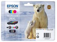 Epson 26XL Original Ink Cartridges Multipack - High Capacity 4 Colour Black / Cyan / Magenta / Yellow (T2636, C13T26364010, C13T26364020, 26XL, Epson 26XL)