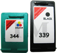HP 339 & HP 344 Remanufactured Ink Cartridges Multipack- High Capacity Black & Tri-Colour Ink Cartridges - Compatible For  (C8767EE, HP 339, HP339,C9363EE, HP344, HP 344, C9363AN, C9363E)