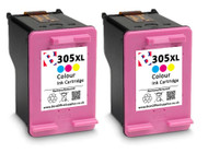 2 x 305 XL Remanufactured Ink Cartridge - High Capacity Tri-Colour Ink Cartridge - Compatible For HP Deskjet 2710