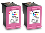 2 x 301 XL Remanufactured Ink Cartridge - High Capacity Tri-Colour Ink Cartridge - Compatible For  (CH564EE, HP 301XL, HPCH564EE)
