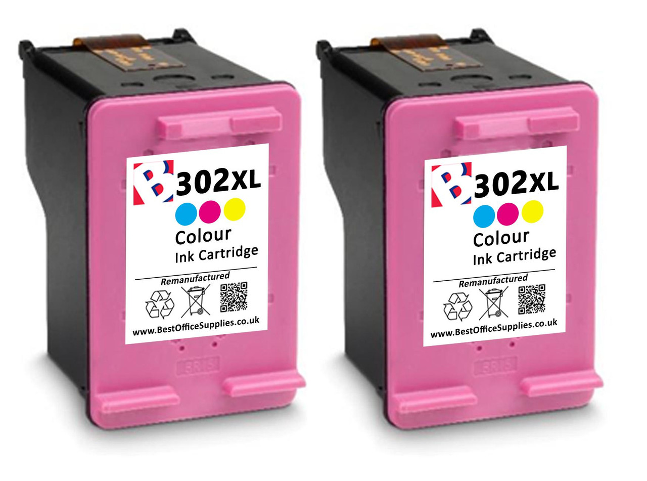 HP 302 XL Remanufactured Ink Cartridges Twin Pack - High Capacity Colour  Twin Pack Ink Cartridges - Compatible For (F6U68AE, HP 302XL, HP302XL, HP  302 XL) - Best Office Supplies Ltd