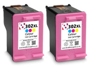 HP 302 XL Remanufactured Ink Cartridges Twin Pack - High Capacity Colour  Twin Pack Ink Cartridges - Compatible For  (F6U68AE, HP 302XL, HP302XL, HP 302 XL)