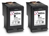 2 x HP 303 XL Remanufactured Ink Cartridge - High Capacity Black Ink Cartridge - Compatible For  (T6N04AE, HP 303XL, HP303XL, HP 303 XL)
