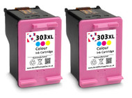 2 x HP 303XL Remanufactured Ink Cartridge - High Capacity Tri-Colour Ink Cartridge - Compatible For  (T6N03AE, HP 303XL)