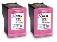 2 x HP 62 XL Remanufactured Ink Cartridge - High Capacity Tri-Colour Ink Cartridge - Compatible For  (C2P07AE, C2P07A, HP 62XL, HP62XL)