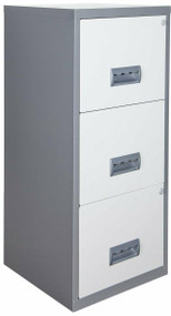 3 Drawer Maxi Filing Cabinet Silver White for Home or Office Metal Filer for Files GRADE C