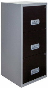 3 Drawer Maxi Metal Filing Cabinet  Silver and Black GRADE C