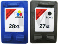 HP 27 XL & HP 28 XL Remanufactured Ink Cartridges Multipack- High Capacity Black & Tri-Colour Ink Cartridges - Compatible For  (C8727AN, HP 27, C8728AN, HP 28)